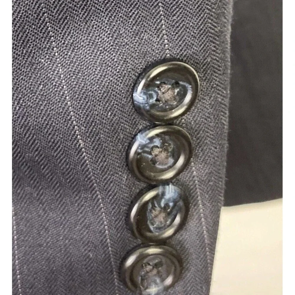 VTG‎ Tom James Blazer Navy Pinstripe 44-46L? Sport Coat USA Made Academia